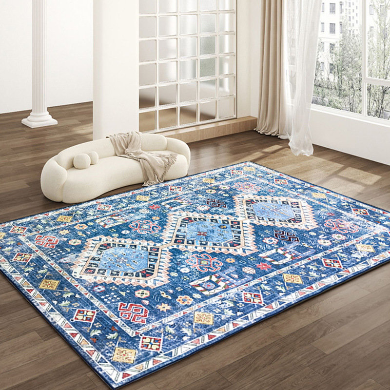 VIKAMA Imitation Cashmere Carpet Boho Machine Washable Bedside Rug Household Non-Slip Large Entranceway Floor Mats Home Decor