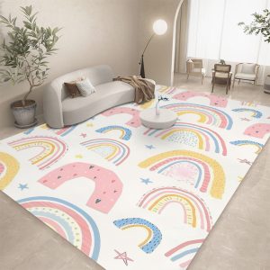 RANIBOW Print Area Rug Floor Mat Non-Slip Machine Washable Flannel Carpet for Home Living Room Kids Playmat Bedroom Floor Mat