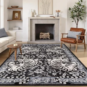 Living Room Carpet Floor Mat Retro Black Tiger Bedroom Decorative Mat