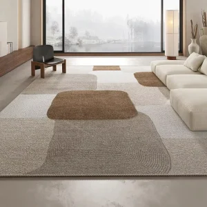 Modern Minimalist Geometric Pattern Large Area  Beige Brown Bedroom Rug Living Room Carpets Super Creative Art